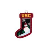 USC Trojans Wordmark Wooden Stocking Snowman Ornament